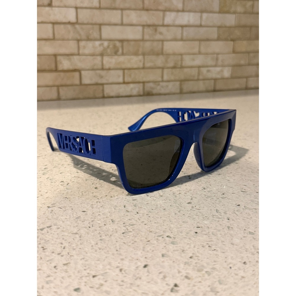 Versace Women's Blue Black Sunglasses Logo Made in Italy